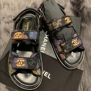 CHANEL DAD SANDALS DENIM FLORAL